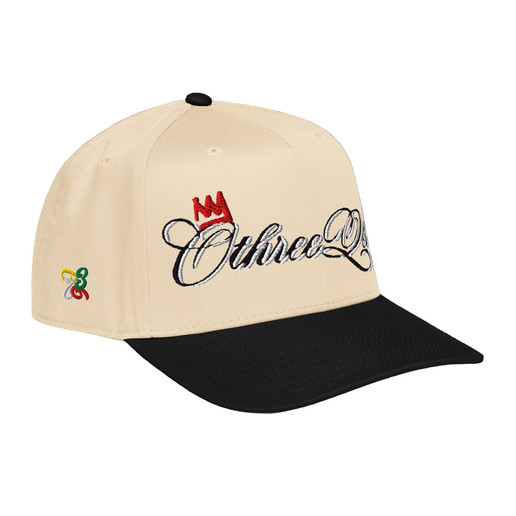 Cursive Black 5 Panel Cap