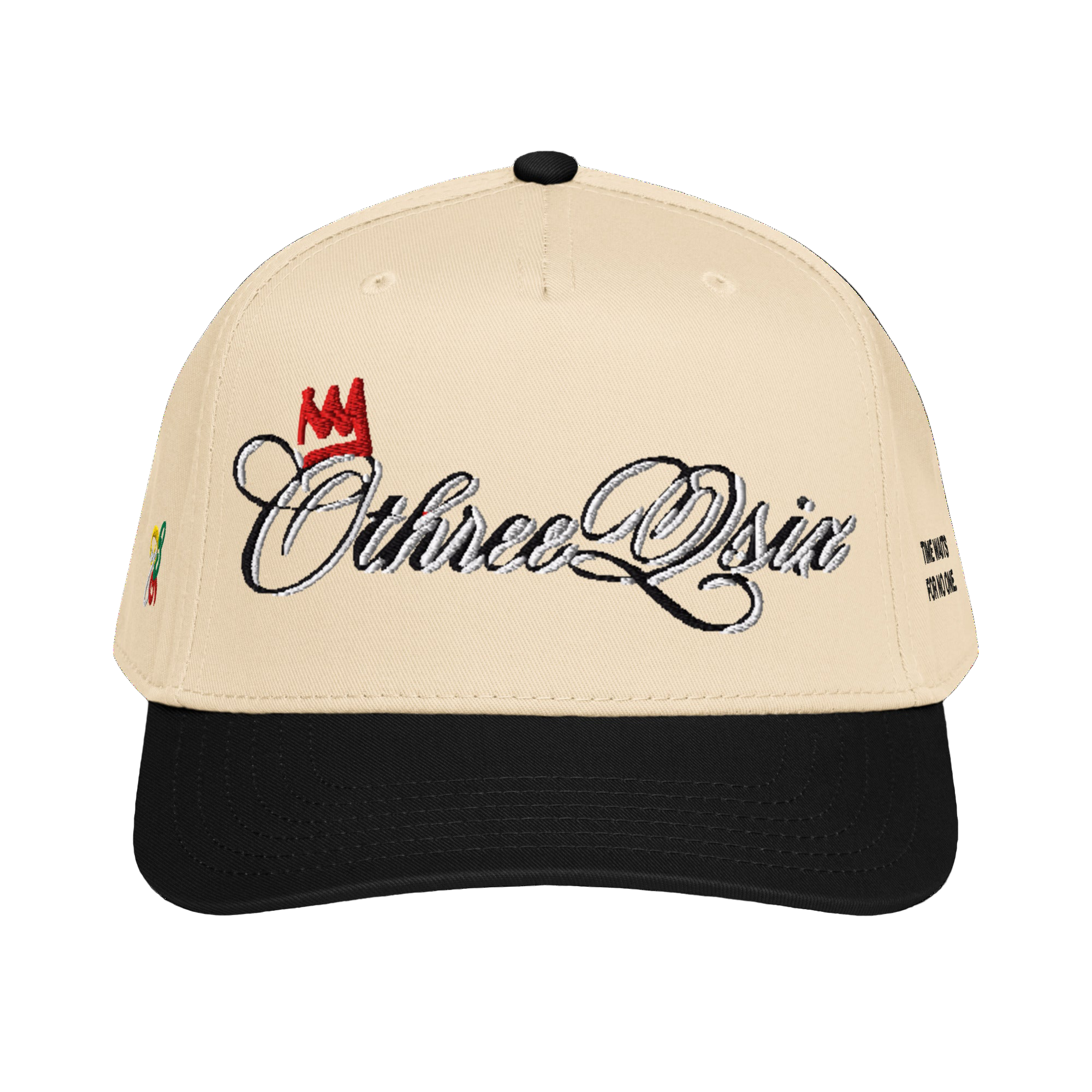 Cursive Black 5 Panel Cap
